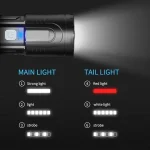Zoom Flashlight White laser telescope X3 super bright long range warning light Dual light source tail light Outdoor flashlight Household - Image 8