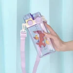 Double Straw Water Bottle - Cute 580ml Portable Cup With Double Flange, Acrylic Sports Bottle, Funny Cartoon Standard - Image 11