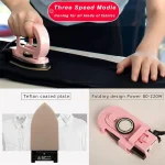 Portable Electric Iron Travel Iron Mini Iron Folding Dual Voltage Three-Speed Adjustment No Use Water Lightweight Best for Travel with Anti Slip Handle and Non Stick Soleplate pink - Image 6
