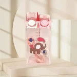 Double Straw Water Bottle - Cute 580ml Portable Cup With Double Flange, Acrylic Sports Bottle, Funny Cartoon Standard - Image 10