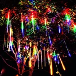 LED Meteor Shower Rain Lights 50cm 8 Tubes 384 LEDs Cascadable Icicle Lights Spiral Tubes - Image 3