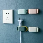 Adhesive Wall Mounted Power Socket Holder Wire Plug Organizer Hook 4 pcs