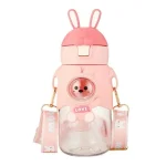 Water Bottle Adjustable Strap Detachable Straw Cartoon Shape Drinking 600 ML - Image 2
