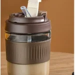 Coffee Cup With Silicone Band And Hanger With Double Drinking Head 600ML