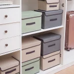 Cotton Linen Large Storage Box With Cap Clothes Socks Toys Organizer - Image 3