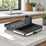 Expandable Kitchen Dish Drainer Rack Large Capacity Stainless Steel Sink Set with Utensil Holder & Drainboard - Image 2