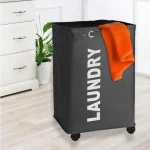Household Dirty Laundry Clothes Storage Basket with Wheels - Image 6