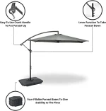 Off-white Offset Patio Umbrella with Cross Base - 8 Sturdy Ribs | Cantilever Outdoor Umbrella UV-Resistant Protective, Crank Lift & Tilt, Waterproof Market Parasol de Patio For Deck, Backyard - Image 9