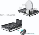 Expandable Kitchen Dish Drainer Rack Large Capacity Stainless Steel Sink Set with Utensil Holder & Drainboard - Image 8