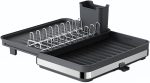 Expandable Kitchen Dish Drainer Rack Large Capacity Stainless Steel Sink Set with Utensil Holder & Drainboard - Image 9