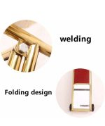 L Shaped Gold Plated Foldable Luggage Cart Trolley with 6" Heavy Gripped Wheels & Red Carpet for Heavy Duty Use (Base Carpet Area: 14" x 20" & Vertical Support Area: 14" x 32" Approx) - Image 5