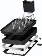 Expandable Kitchen Dish Drainer Rack Large Capacity Stainless Steel Sink Set with Utensil Holder & Drainboard - Image 6