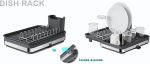 Expandable Kitchen Dish Drainer Rack Large Capacity Stainless Steel Sink Set with Utensil Holder & Drainboard - Image 7
