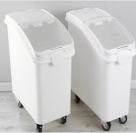Large Ingredient Storage Bin, Flour Rice Food Storage Containers Bin with 500 Cups, Commercial Bins with 360° Wheels, Scoop and Lid for Kitchen, White - Image 3