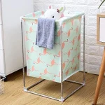 Laundry Basket with Metal Waterproof Fabric Storage Basket Clothes Storage Basket Toy Storage Others - Image 5
