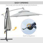 Off-white Offset Patio Umbrella with Cross Base - 8 Sturdy Ribs | Cantilever Outdoor Umbrella UV-Resistant Protective, Crank Lift & Tilt, Waterproof Market Parasol de Patio For Deck, Backyard - Image 8