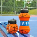 Foldable Water Bottle with Suction Nozzle, Reusable Leakproof Foldable Water Bottle, Basketball Shape for Kids and Teenagers – Capacity from 200 ml to 550 ml