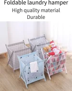 Foldable Laundry Basket, Removable Lined Cloth Bag and Plastic Bracket Storage Basket, Bathroom Large Capacity Durable Waterproof Dirty Clothes Basket - Image 4