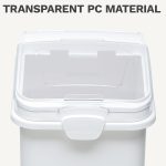 Large Ingredient Storage Bin, Flour Rice Food Storage Containers Bin with 500 Cups, Commercial Bins with 360° Wheels, Scoop and Lid for Kitchen, White - Image 5