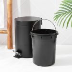 Black Hydraulic Bathroom Bin with Pedal 12L - Image 2