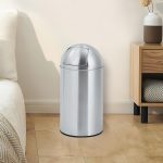 40L Cylindrical Trash Can, Heavy Duty Stainless Steel Rubbish Bin with Removable Inner Bucket, Outdoor Tall Garbage Can with Push Lid for Office, Restaurant, Commercial Use - Image 5