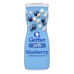 Gerber Stage 3 Blueberry Puffs Baby Snack, 1.48 Oz | Stage 3 puffed grain snack; baby led feeding; iron and choline; 1.48 oz canister - Image 3