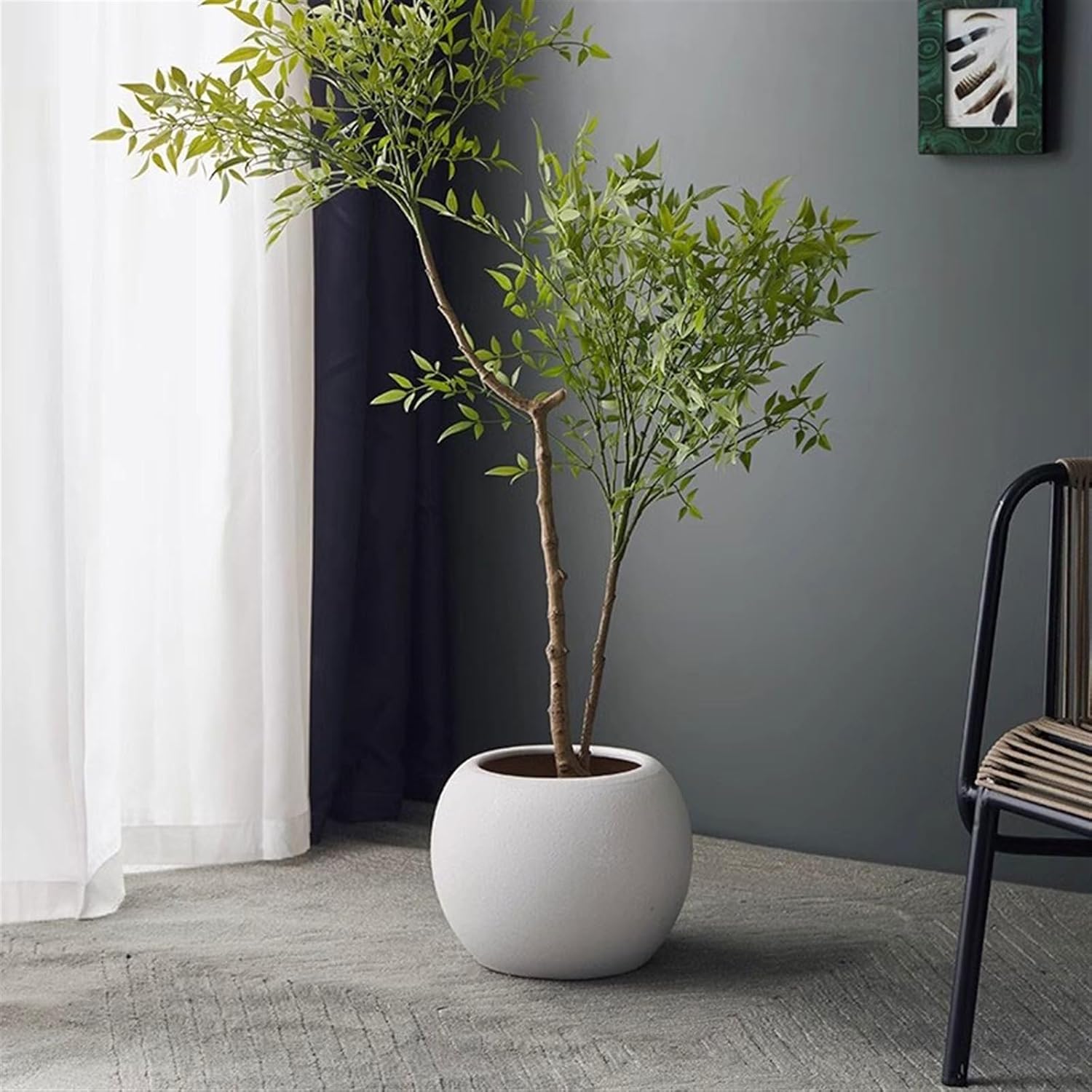 71V3xksMZZL._AC_SL1500_ Flower Planter Pot 23cm Large Ceramic Flowerpot White Large Round Ball Home Creative Ornaments Planting Trees and Flowerpot Planter Pots for Plants - Image 1