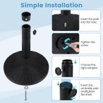 25kg Round Parasol Base,  Heavy Duty Umbrella Stand, Outdoor Garden Patio Yard Market Table Umbrella Holder - Image 3