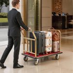 Gilprop Hotel Luggage Cart Bellman's Cart Rectangular Steel Deluxe Platform Truck Holds 850lbs of Luggage(Red)