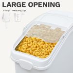 Large Ingredient Storage Bin, Flour Rice Food Storage Containers Bin with 500 Cups, Commercial Bins with 360° Wheels, Scoop and Lid for Kitchen, White - Image 7