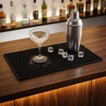 Bar Mats 30 x 15 cm,Silicone Black Bar Mats, Bar Service Mat, Black Coffee Bar Mat, Spill Mat for Counter-Top Mat