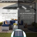 3(m) Cantilever Parasol Patio Sun Umbrella w/ Base Solar Lights Grey - Image 5