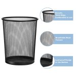 Round Steel Rubbish Bin (10L) Mesh Waste Bins Iron Trash Bin Paper Basket Kitchen Bedroom Office Rubbish Waste Bins Holder Can Household Home Cleaning Tools - Image 6