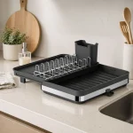 Expandable Kitchen Dish Drainer Rack Large Capacity Stainless Steel Sink Set with Utensil Holder & Drainboard - Image 3