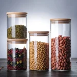 Glass Jar With Bamboo Lid Sealed Candy Snacks Storage Jars 10 x 12 cm - Image 2