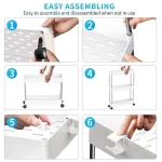Modern Home 4 Tier Narrow Sliding Storage Organizer Rack for Laundry,Bathroom,Kitchen Rolling Cart (White) - Image 4