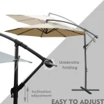 Off-white Offset Patio Umbrella with Cross Base - 8 Sturdy Ribs | Cantilever Outdoor Umbrella UV-Resistant Protective, Crank Lift & Tilt, Waterproof Market Parasol de Patio For Deck, Backyard - Image 12