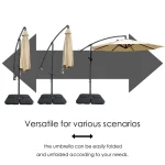 Off-white Offset Patio Umbrella with Cross Base - 8 Sturdy Ribs | Cantilever Outdoor Umbrella UV-Resistant Protective, Crank Lift & Tilt, Waterproof Market Parasol de Patio For Deck, Backyard - Image 10