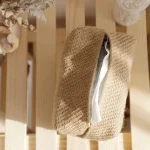 Japanese Style Organic Long Lattice Linen Tissue Box Napkin Cover - Image 4