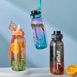 Leakproof And High Temperature Resistant Gradient Color Plastic Cup With Straw 1100 ML