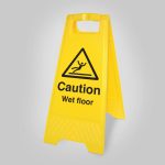 Yellow Plastic "Caution Wet Floor" Folding Safety Sign 30 x 60cm - Image 2