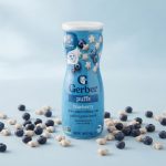 Gerber Stage 3 Blueberry Puffs Baby Snack, 1.48 Oz | Stage 3 puffed grain snack; baby led feeding; iron and choline; 1.48 oz canister
