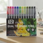 Dual Brush Felt Tip Pen 12 Colors