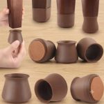 Round Chair Table Leg Cover Brown Set 8 pcs