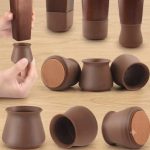 Round Chair Table Leg Cover Brown Set 8 pcs