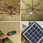 3(m) Cantilever Parasol Patio Sun Umbrella w/ Base Solar Lights Grey - Image 10