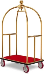 Stainless Steel Luggage Trolley Heavy Duty With Carpeted Platform For Hotel And Public Areas - Image 2