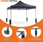 Gray Folding Gazebo 3 x 3 cm Waterproof Stable 323/332/341 cm Height Adjustable Folding Pop Up Tent UV Protection 50+ for Garden Wedding Camping Dark Green - Image 3
