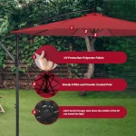Red Offset Patio Umbrella with Cross Base - 8 Sturdy Ribs | Cantilever Outdoor Umbrella UV-Resistant Protective, Crank Lift & Tilt, Waterproof Market Parasol de Patio For Deck, Backyard - Image 5