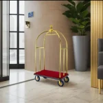 Stainless Steel Luggage Trolley Heavy Duty With Carpeted Platform For Hotel And Public Areas - Image 3